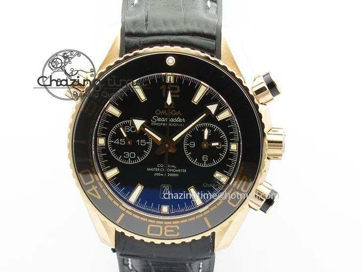 0215 Breathable Seamaster Professional Chrono RG Black Ceramic Black Dial On Black Gummy Strap A 8214